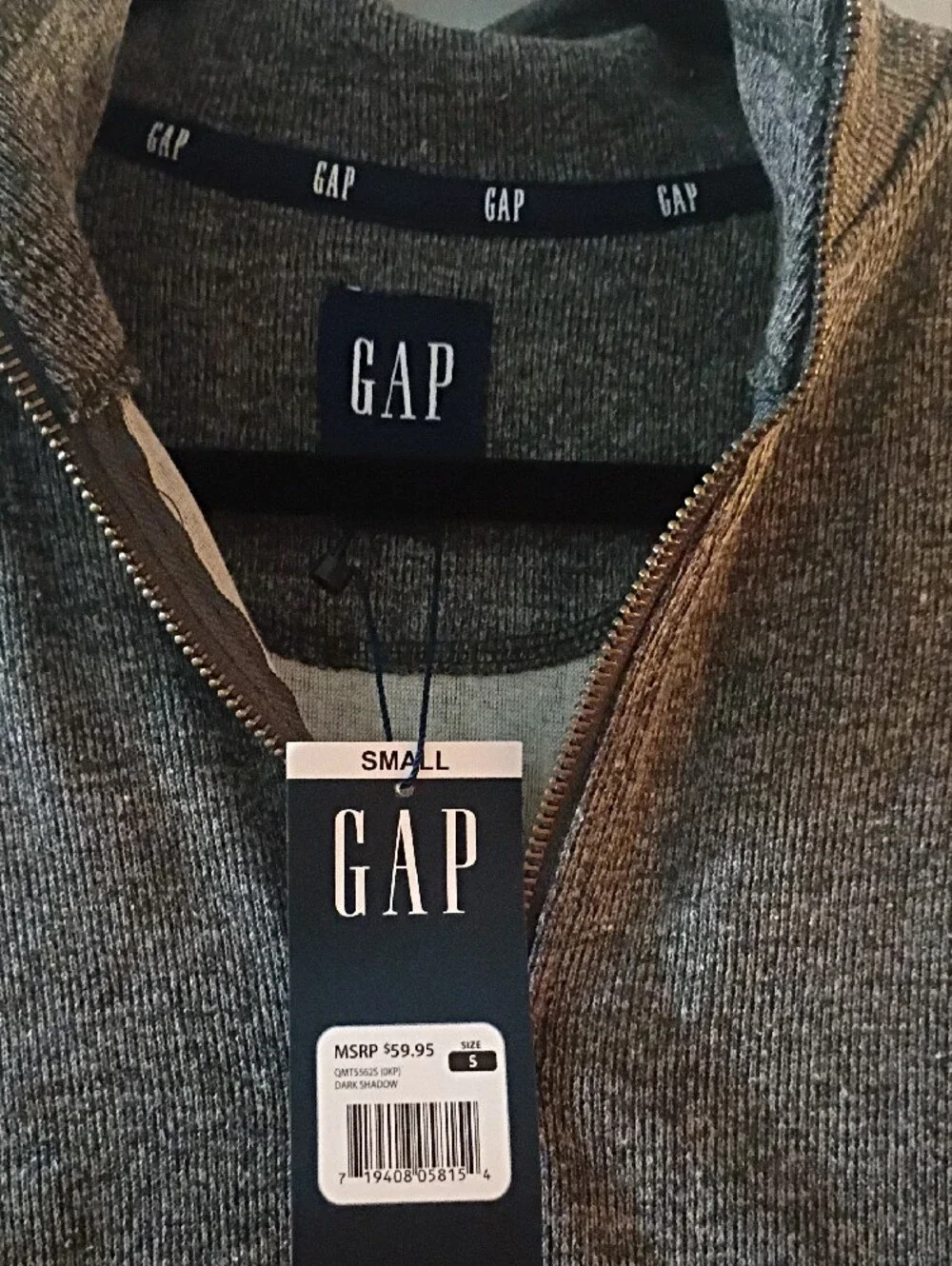 GAP Men's Heather Gray Quarter-Zip Pullover Sweater